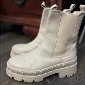 Steve Madden off white combat boots